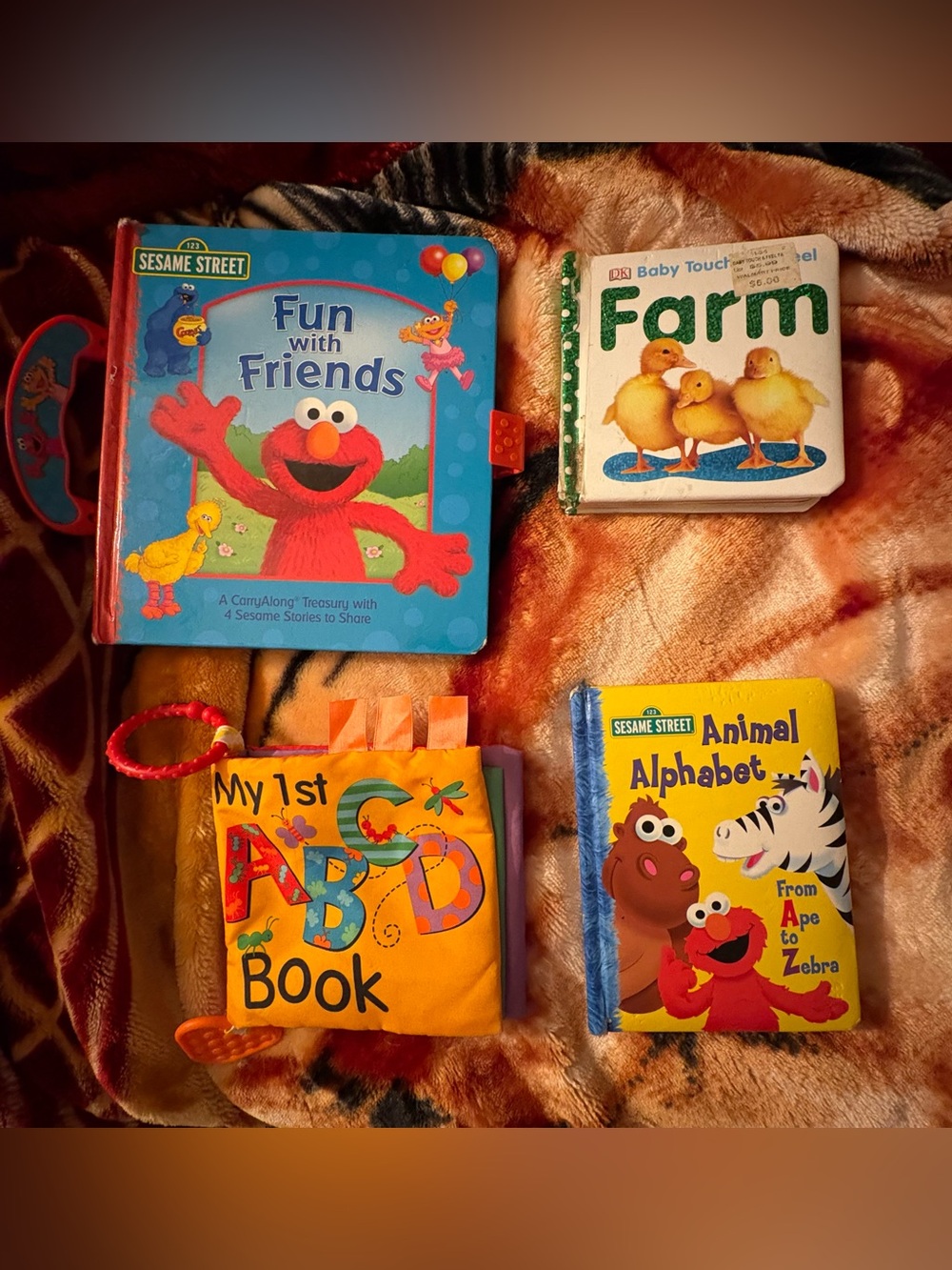 Sesame Street & Baby Learning Book Lot Elmo ABC Touch & Feel 4 Books